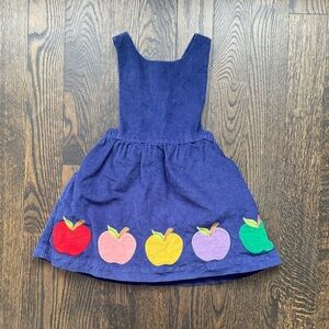 Mini Boden Kids’ Apple Appliqué Cotton Corduroy Pinafore Dress